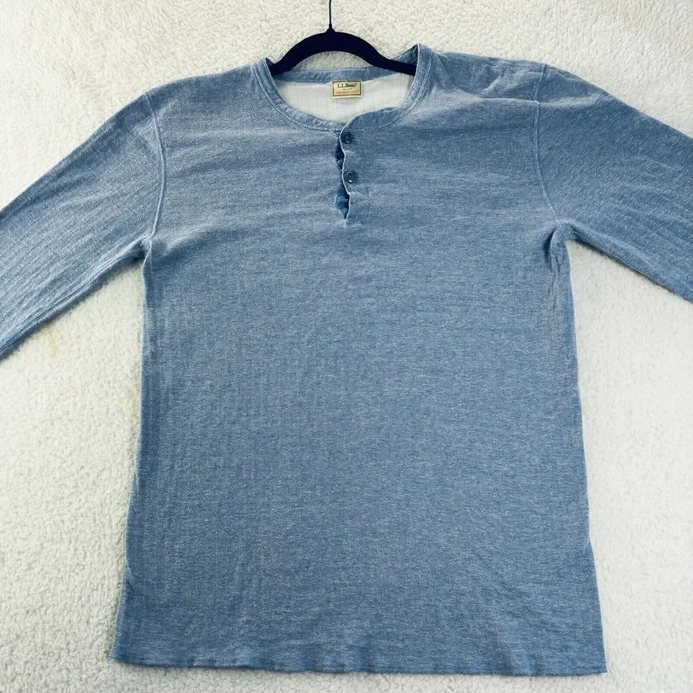 L.L. Bean (River Driver's Shirt) Henley Blade Collar Blue Size XXL Tall 2 Layer - Picture 2 of 6